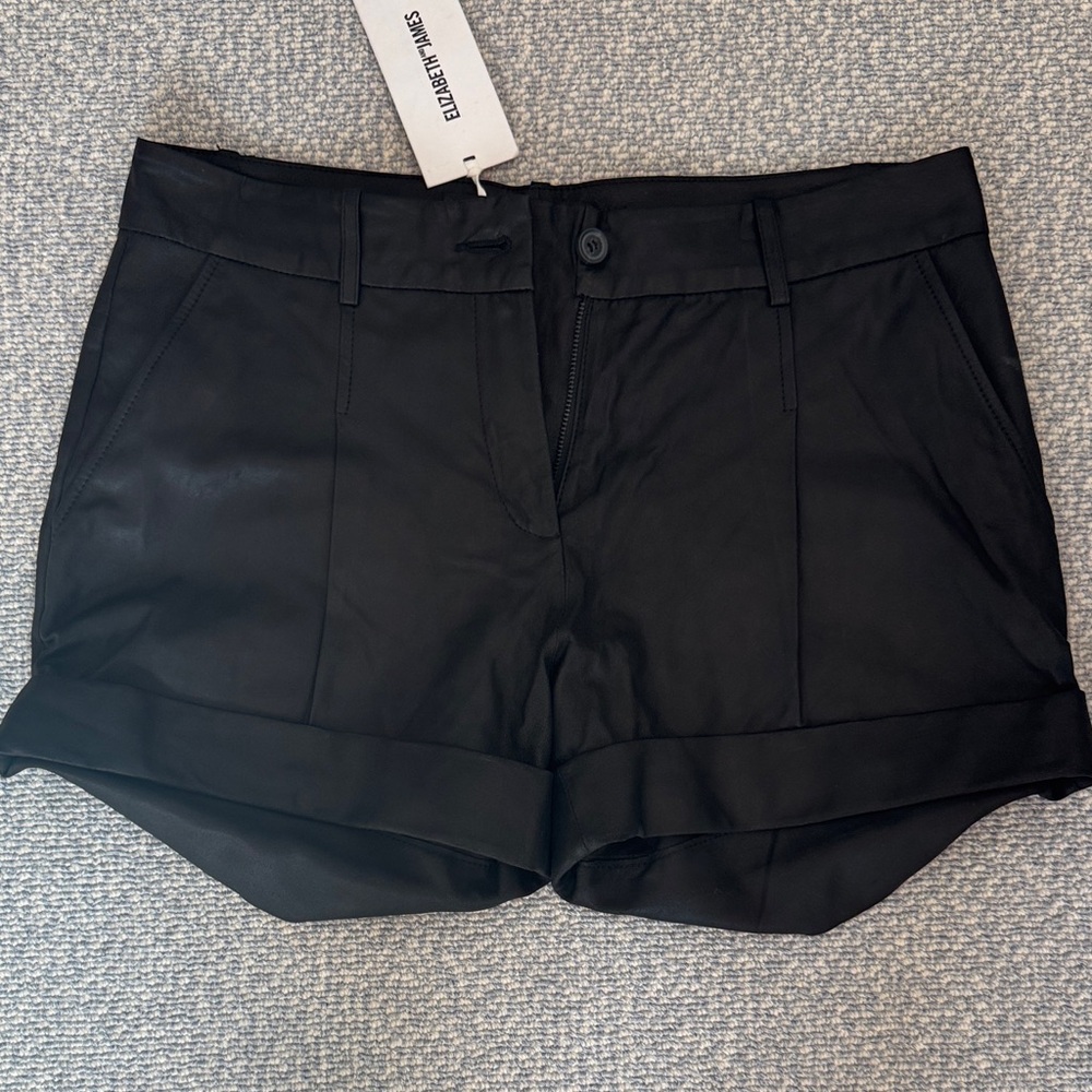 Elizabeth and James Genuine Leather High Waist Black Women's Shorts